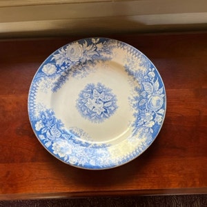 Plato de servir vintage francés de Sarreguemines / Pintado a mano / Faïence francés antiguo / Pieza de colección excepcional