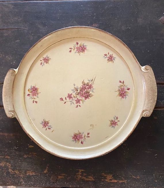 ヴィンテージ手彫り木製トレイ/フランス