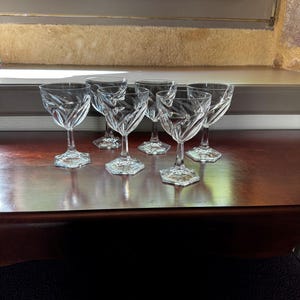 French Vintage Heavy Crystal Water Glasses – Set of 6 with Octagonal Base