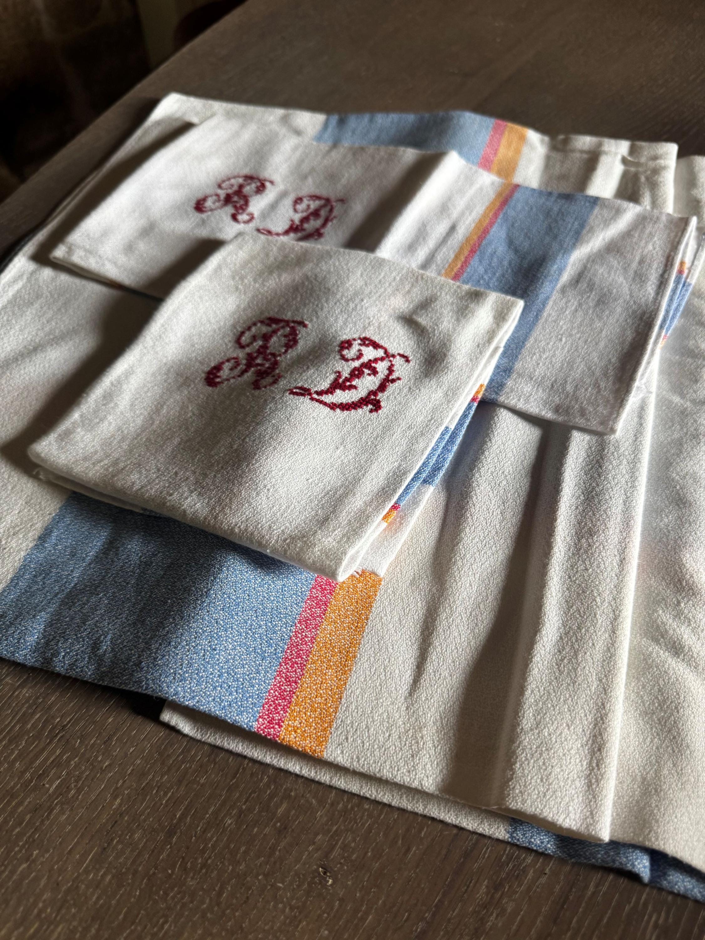 ヴィンテージフレンチリネンテーブルクロス（ナプキン6枚付き