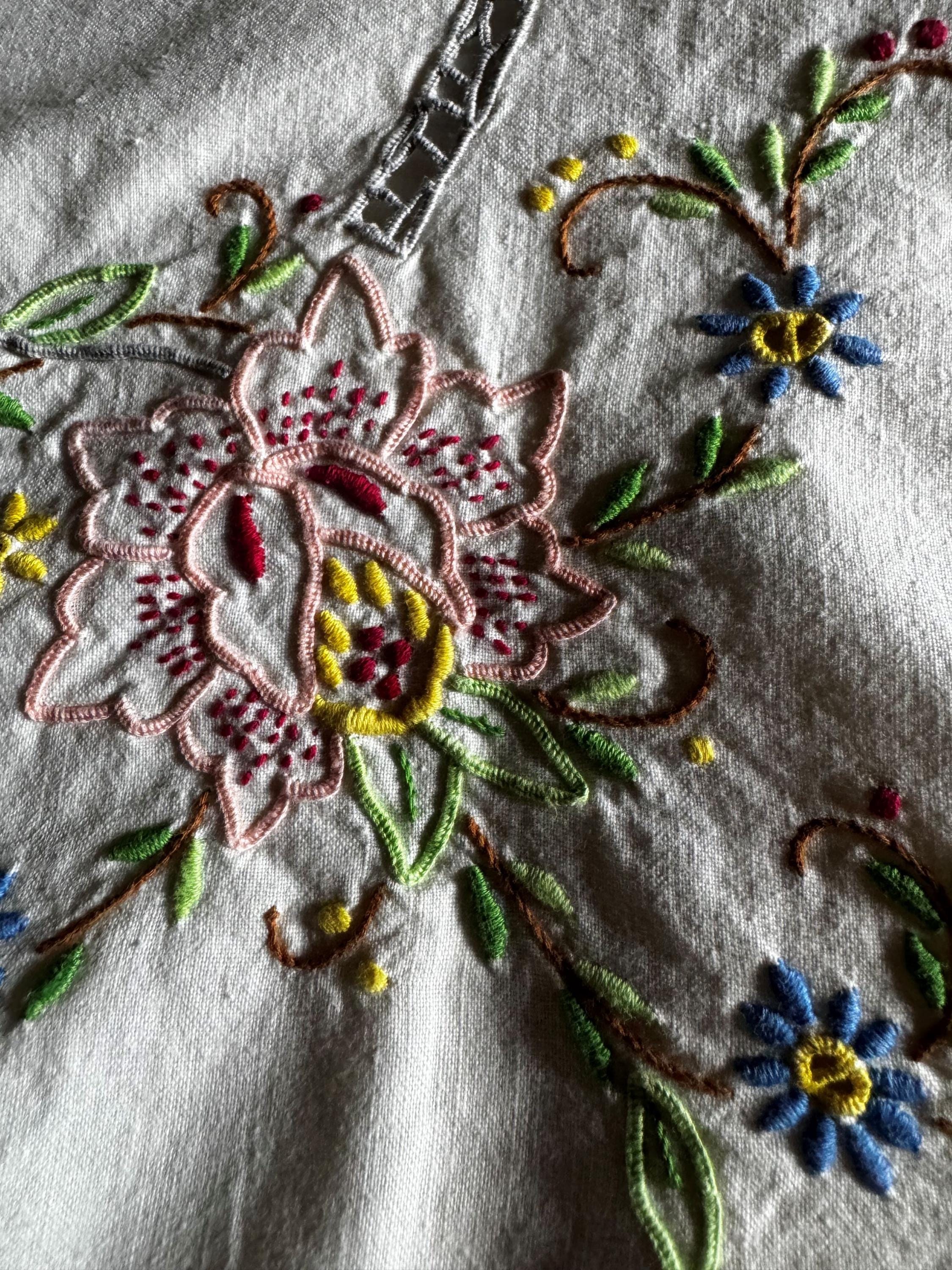ヴィンテージフランス刺繍テーブルクロス – 日常のおしゃれで気品