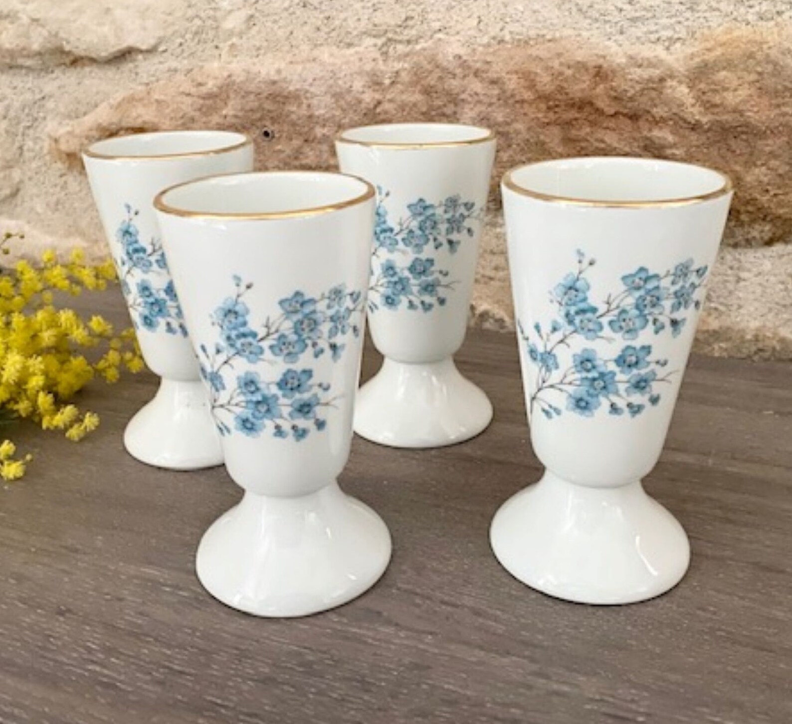 Set of 4 Vintage French Limoges Porcelain Glasses Etsy
