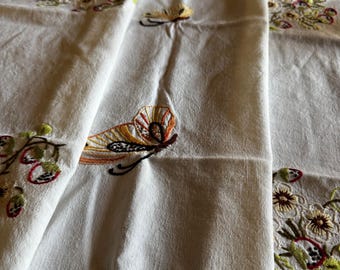 ヴィンテージフランス刺繍コットンテーブルクロス – 繊細な魅力 - Etsy