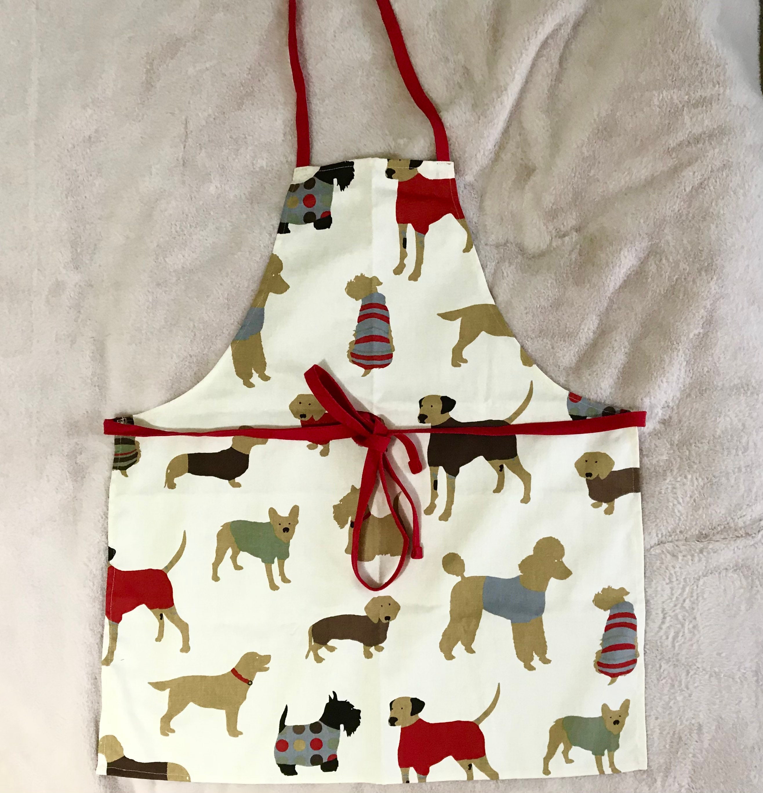 Handmade Cotton Dog Apron with Red Binding. Etsy