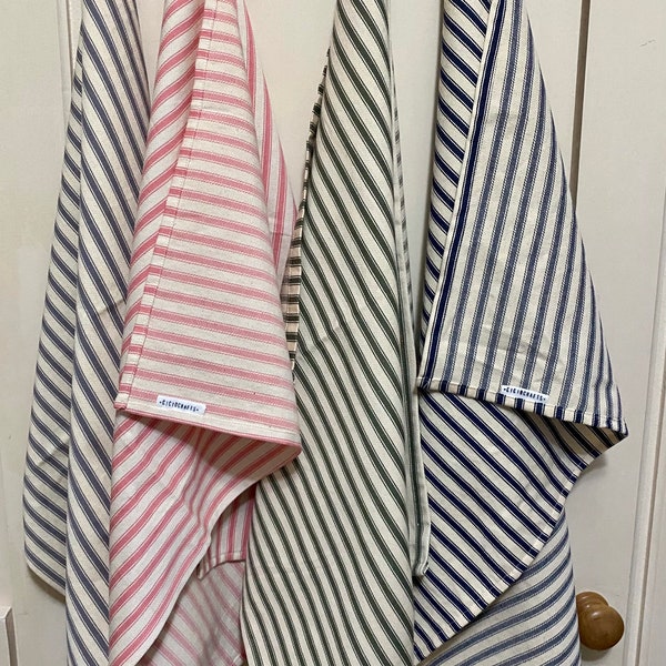 Cotton (Ticking Fabric) Tea Towel with back hook Handmade 4 colours to choose from