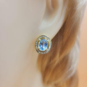 Pendientes con piedras preciosas de topacio, circonita cúbica, plata de ley bañada en oro, piedras preciosas naturales semipreciosas, joyas hechas a mano, pendientes tipo botón
