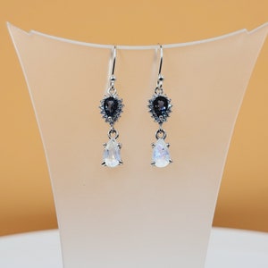 Moonstone Topaz Silver Earrings, London Blue Topaz, Natural, Gemstones &  Cubic Zirconia, Handcrafted Sterling Silver, Drop Earrings
