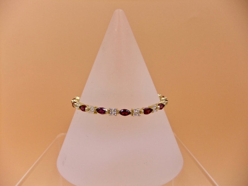 Cubic Zirconia Gemstone Sterling Silver Bracelet Garnet Bracelet Gold Plated