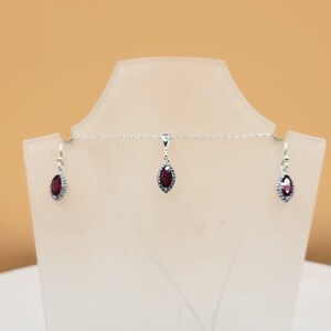 Silver Ruby Matching Set Natural July Birthstone With Cubic Zirconia Anniversary, Birthday Gift