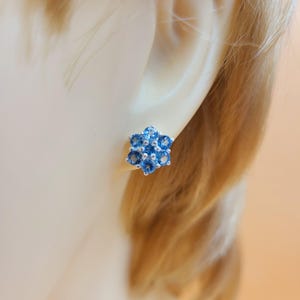 Pendientes de topacio azul, piedras semipreciosas, joyas hechas a mano con piedras preciosas, plata de ley