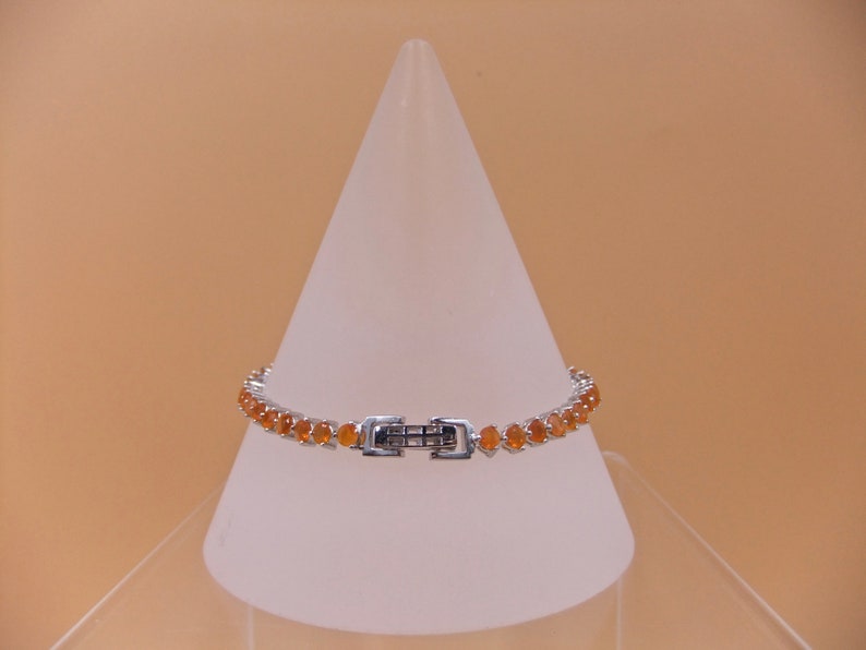 Sterling Silver Bracelet Mexican Fanta Fire Opal