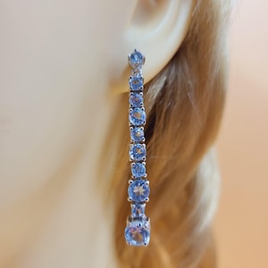 Pendientes de topacio azul cielo, colección &quot;Paisaje&quot;, gema semipreciosa, joyería artesanal, plata de ley, pendientes de gota