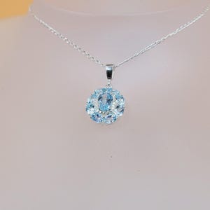 Colgante de topacio azul celeste, colección Landscape, piedras semipreciosas, joyería hecha a mano, plata de ley, collar