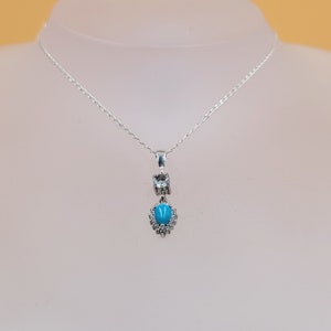 Aquamarine Turquoise Necklace, Cubic Zirconia, Semi Precious, Piccolo Collection, Handmade Jewellery, Sterling Silver, Pendant