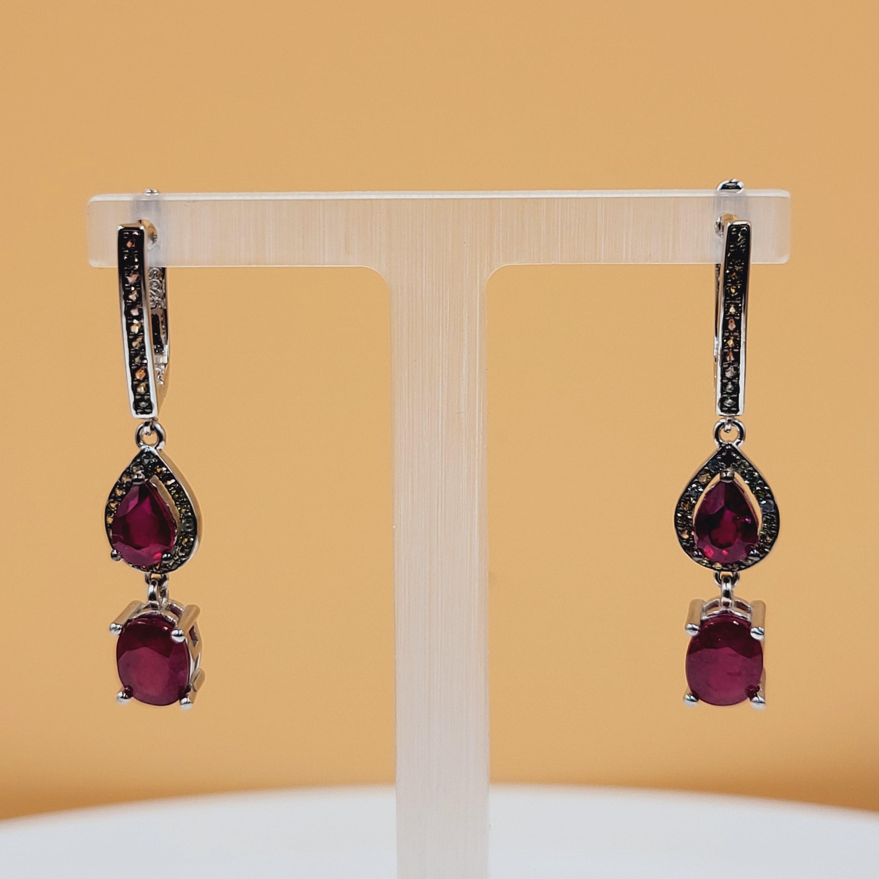 Buy Ruby Sapphire Lever-backs, Natural Precious Gemstones, Baroque