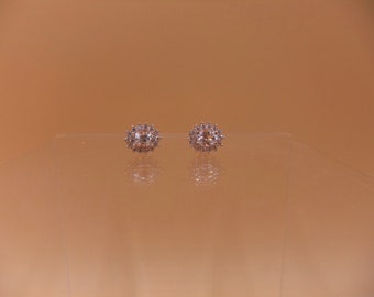 Natural Morganite Studs, with Cubic Zirconia,  Gemstone, Sterling Silver, Rose Gold Plated Stud, Earrings