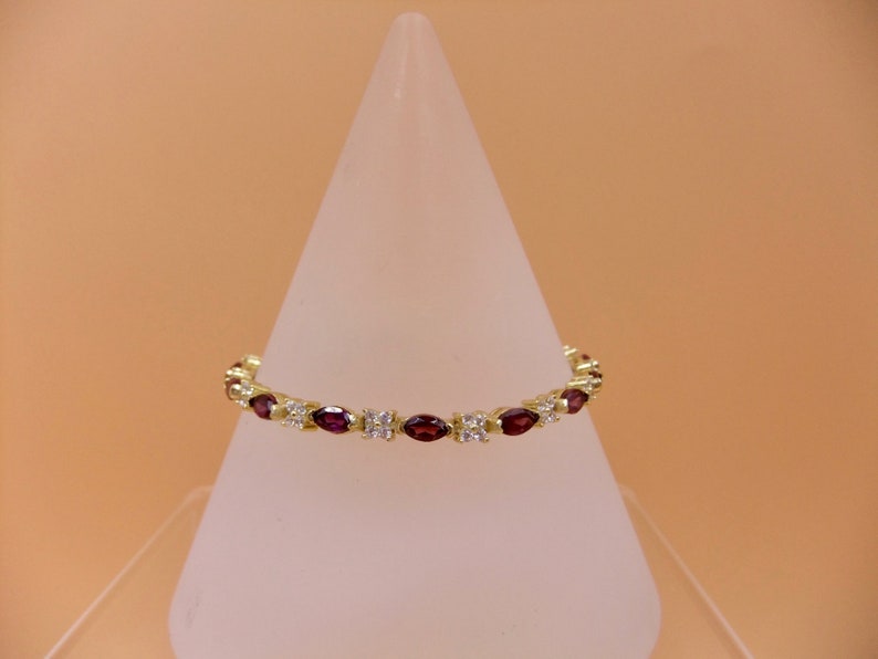 Cubic Zirconia Gemstone Sterling Silver Bracelet Garnet Bracelet Gold Plated