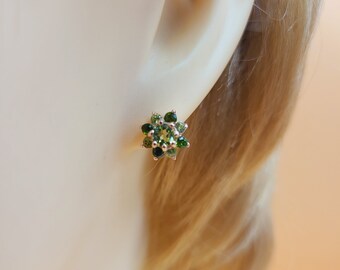 Peridot Diopside Studs, Chrome Diopside, Natural Gemstone, Handmade Jewellery, Rose Gold Plated, Sterling Silver, Stud Earrings