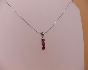 Natural Ruby Pendant, Sterling Silver Necklace