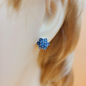 London-Blue Topaz Studs, Semi Precious, Handmade Gemstone Jewellery, Sterling Silver, Stud Earrings