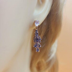 Orecchini Pendenti Lunghi In Argento Sterling Placcato Oro Con Topazio Blu E Perle D'Acqua Dolce, Pietre Naturali, Regalo Di Compleanno
