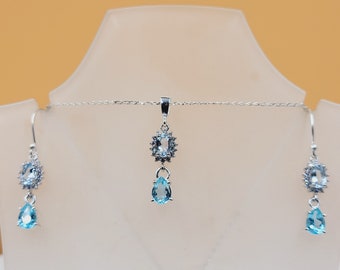 Orecchini Grandi Con Opali Naturali E Pietre Preziose - Argento 925 Placcato Rodio, Eleganti