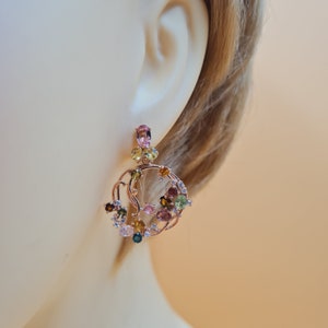 Tourmaline Zirconia Stud-Drops, Cubic Zirconia, Baroque Collection, Semi Precious, Rose Gold Plated, Sterling Silver Stud Drop Earrings