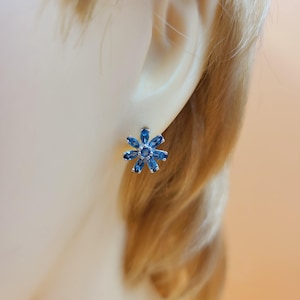 London-Blue Topaz Stud-Earrings, Semi Precious, Handmade Gemstone Jewellery, Sterling Silver