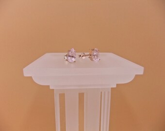 Natural Morganite Studs, Sterling Silver, Rose Gold Plated Earrings