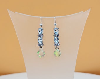 Opal Topaz Earrings, Cubic Zirconia, Ethiopian Opal, Semi Precious, Vald'Orcia Collection, Handmade, Sterling Silver, Drop Earrings