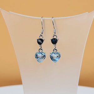 Blue Topaz Earrings, London Blue & Sky Blue Topaz, Landscape Collection, Handmade Gemstone Jewellery, Sterling Silver, Drop Earrings