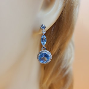 Pendientes colgantes de topacio, circonita cúbica, piedras preciosas semipreciosas, colección Landscape, joyas hechas a mano, plata de ley, pendientes colgantes