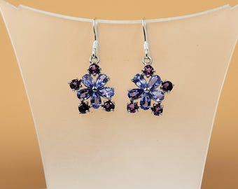 Boucles D’oreilles Argent 925 – Péridot, Tanzanite, Grenat, Apatite – ROSEMIMOSA