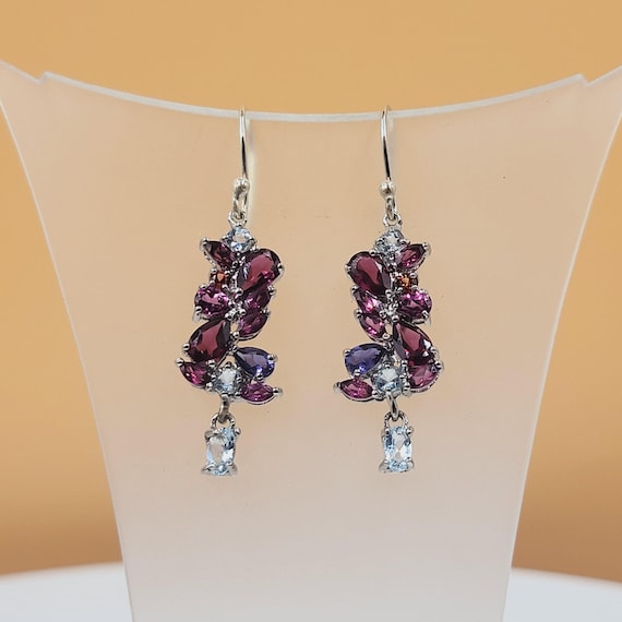 Orecchini a cerchio pendenti in argento sterling con zirconi cubici
