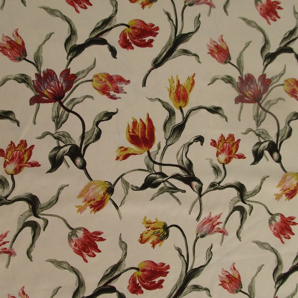 IKEA fabric, romantic tulip patern by IKEA, 100% IKEA cotton, elegant tulip fabric, medium weight cotton fabirc good for everything