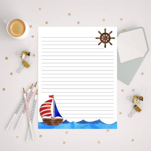 fancy writing paper printable Set of 8 nautical letter writing paper printable stationery. Ocean lighthouse lined letter paper. Cute fancy letter paper sea wave border.