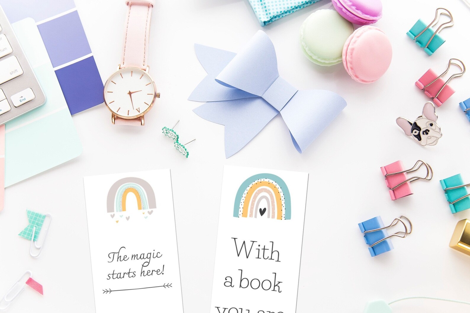 printable pastel rainbow bookmark tween teen girl cute etsy