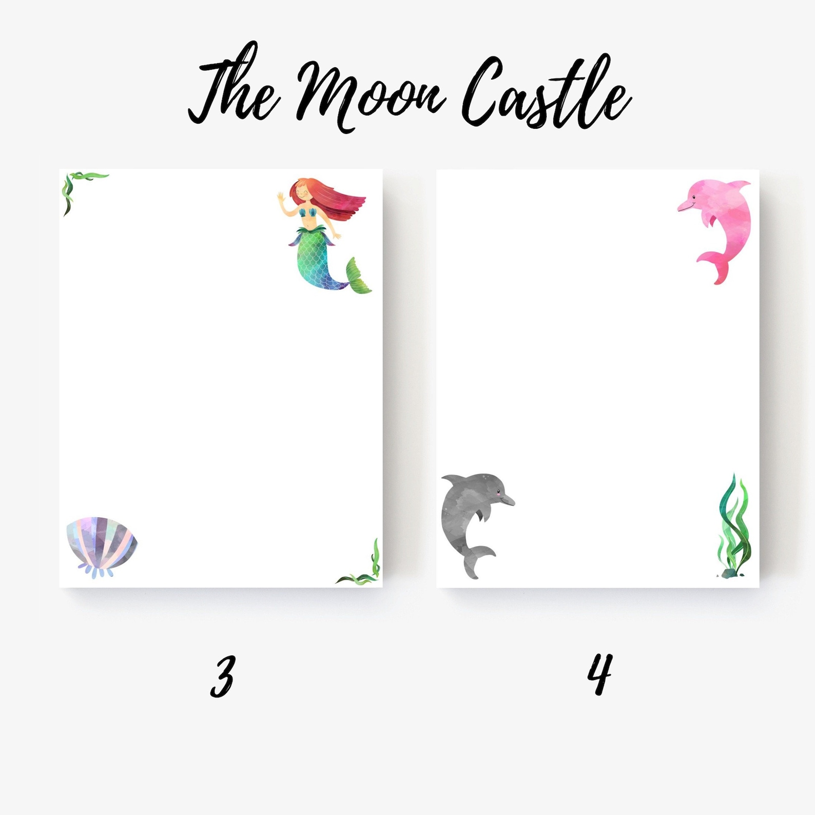 Set of 4 Mermaid Letter Writing Paper With Lines. Cute Ocean | Etsy