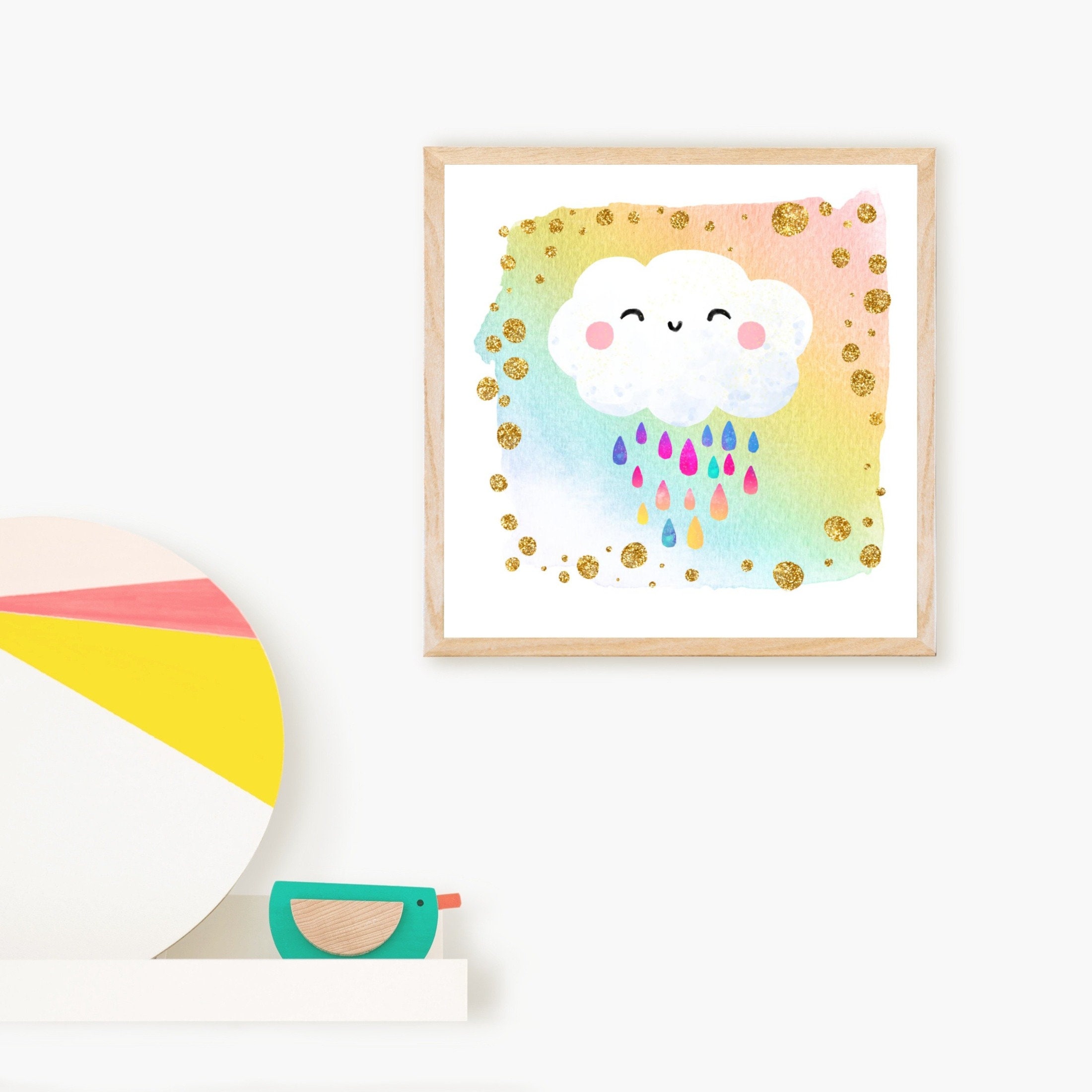 Cute angel bedroom wall art. Set of 4 square prints baby girl Etsy