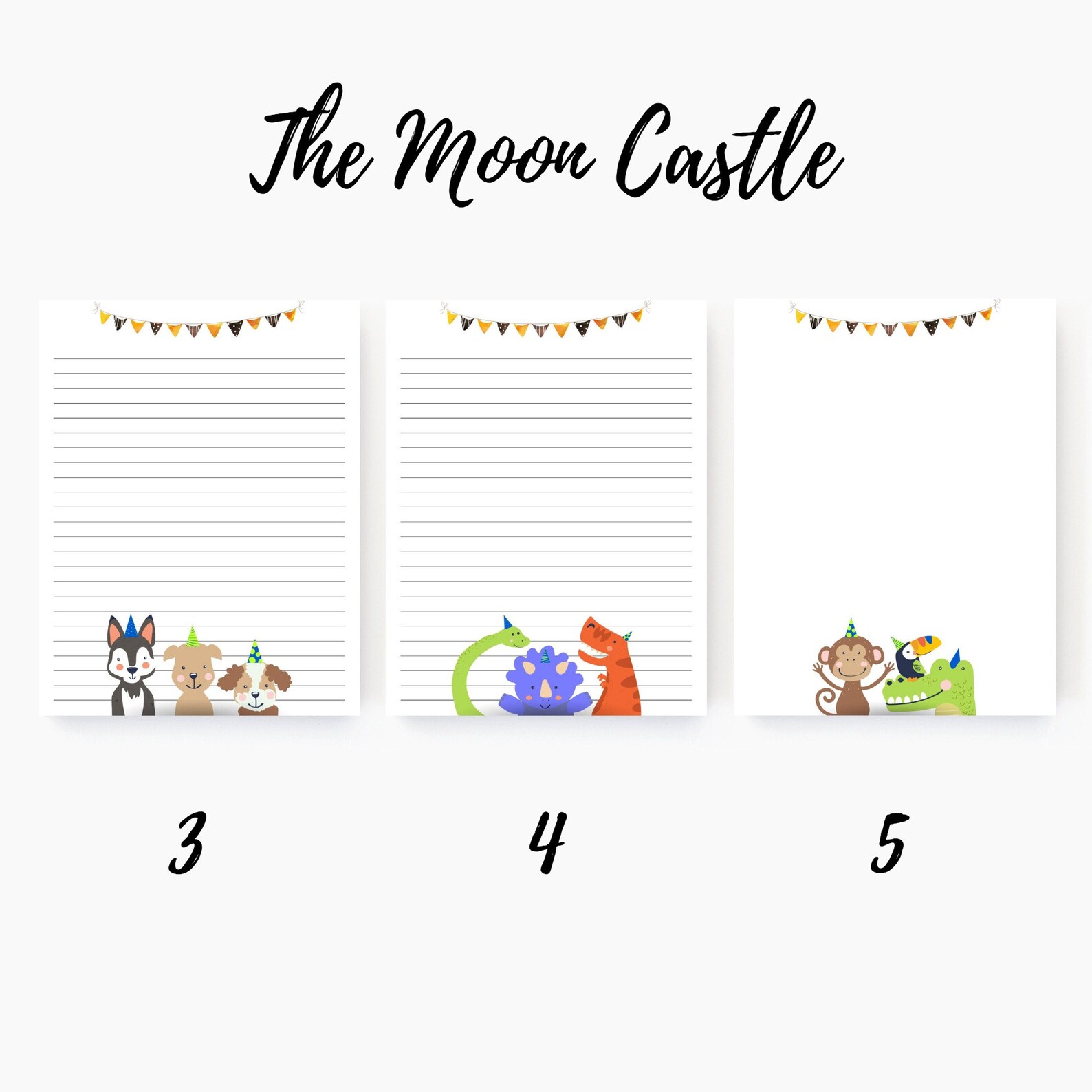 Set of 8 Safari Animal Letter Writing Paper With Lines | Etsy