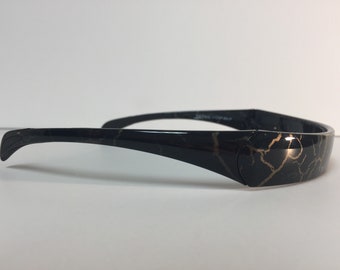 Headband That Fits Like Sunglasses - SqHair Bands - Folding Headband - Cracked Black Paint