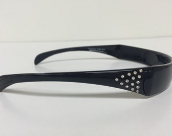 Headband That Fits Like Sunglasses - SqHair Bands - Folding Headband - Black w/ 5 Rows Czech Crystals