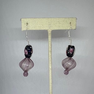 Floral, Pink and Purple Earrings | Vintage Bead Earrings | Unique Jewelry