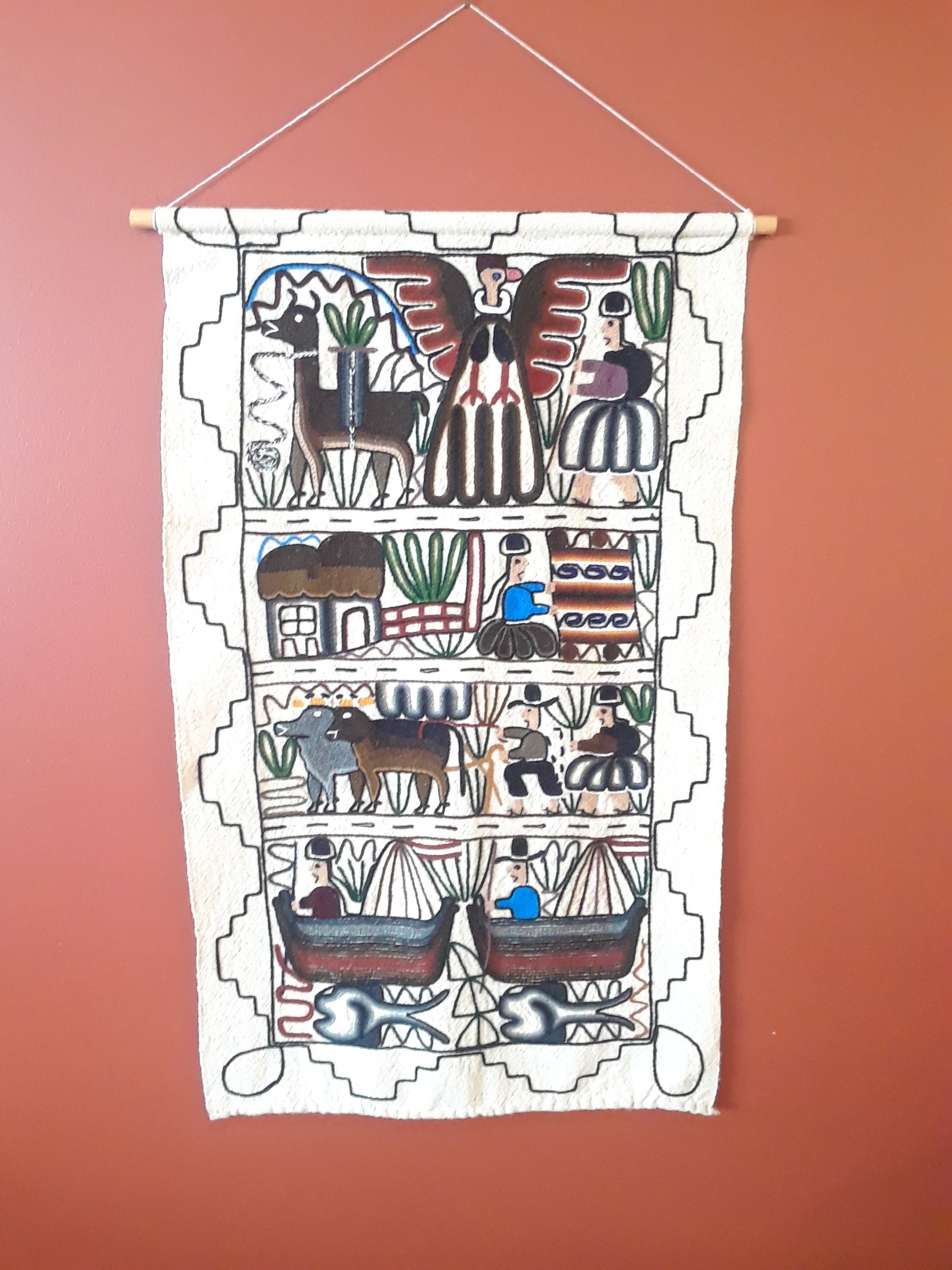 Vintage Peruvian wall hanging vintage tapestry wall hanging Etsy