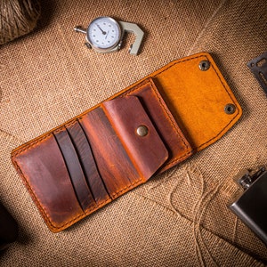 Billetera Bifold, Billetera Hecha A Mano Para Hombres, Carteras Bifold De Cuero Premium Para Hombres, Cartera Hecha A Mano Para Hombres, Cuero De Caballo Loco, Regalo Padrinos