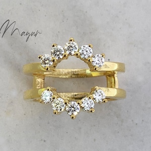 High Quality Ring Enhancer, Wrap ring, Ring Guard, Ring Jacket, 925 Sterling Silver with 14kt Gold plated, Enhance look for your Solitaire.