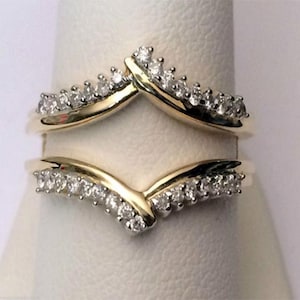 High Quality Ring Enhancer, Wrap ring, Ring Guard, Ring Jacket, 925 Sterling Silver with 14kt Gold plated, Enhance look for your Solitaire.