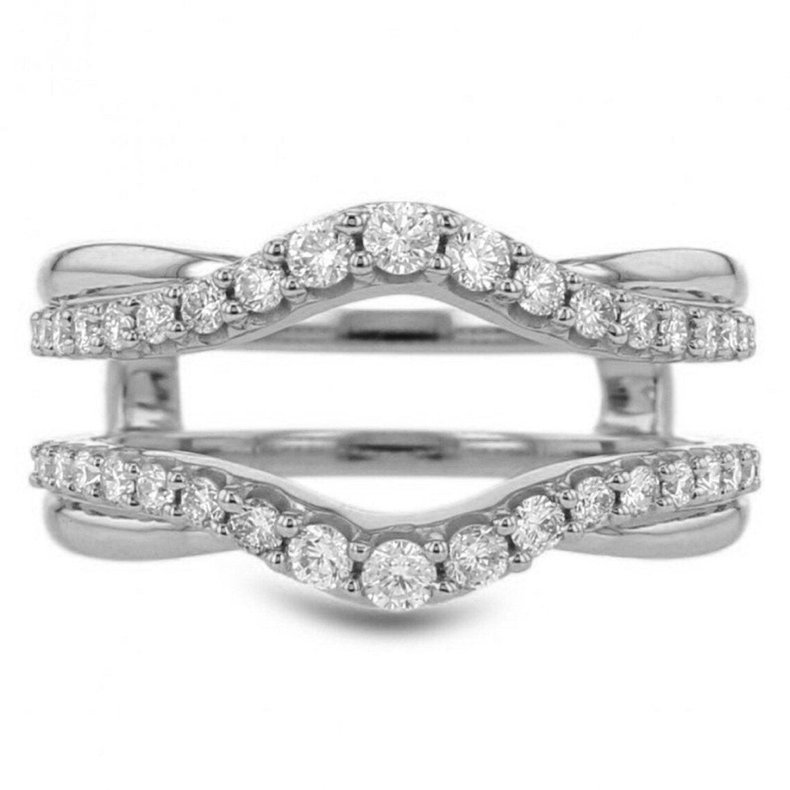 0.66ct Ring Enhancer and Wrap, Engagement Ring Guards & Spacers, Ring  Jacket / Wrap, Sterling Silver, 14K White Gold Plated 