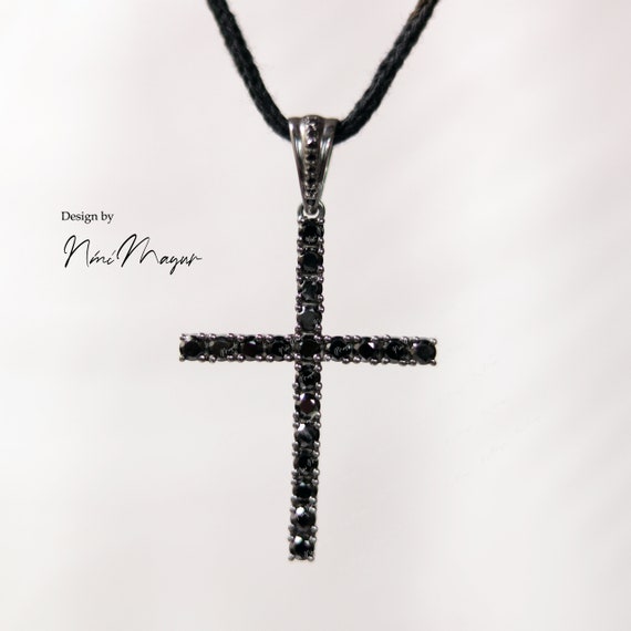 Cross Necklace for Men Black Diamond Cross Necklace Men s Jewelry