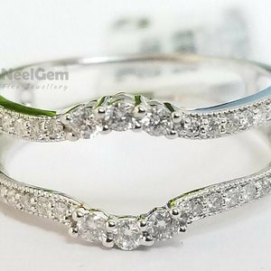 0.30Ct Ring Enhancer and Wrap Ring, Ring Guard, Dainty Ring Jacket, 925 Sterling Silver, 14Kt Gold Finish, High Quality Women Enhancer Ring